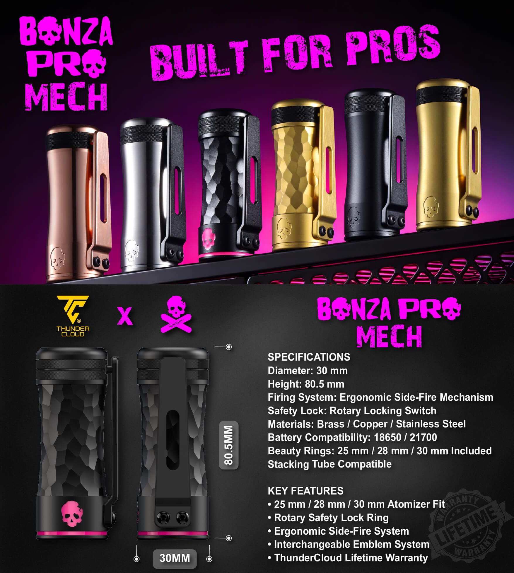 Bonza Pro Mech Mod By Vaping Bogan 4 Mech1@1.5x 100